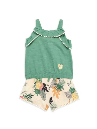 Juicy Couture Babies' Little Girl's 2-piece Tropical Top & Shorts Set In Green