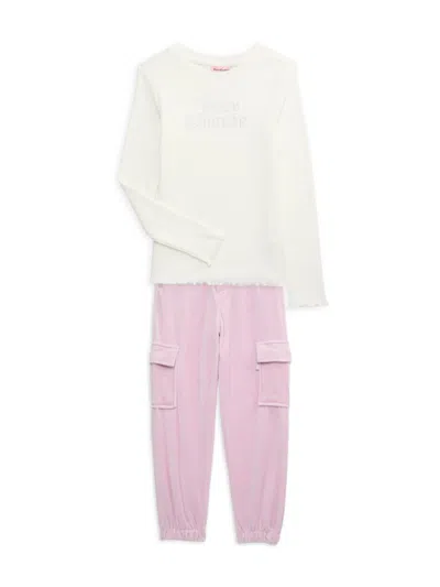 Juicy Couture Kids' Baby Girl's, Little Girl's & Girl's Studded Logo Top & Velour Joggers Set In White