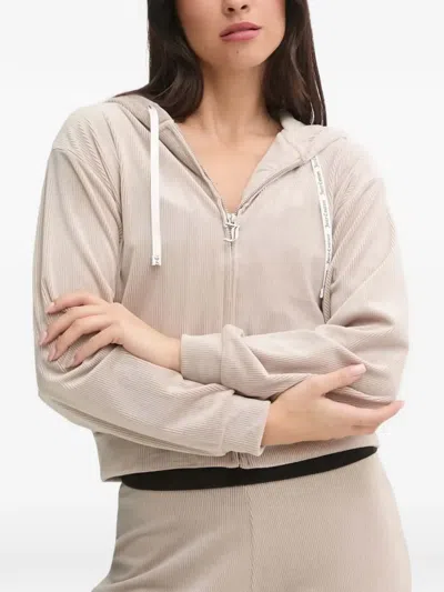 Juicy Couture Liv Ribbed Zip-up Hoodie In Gray