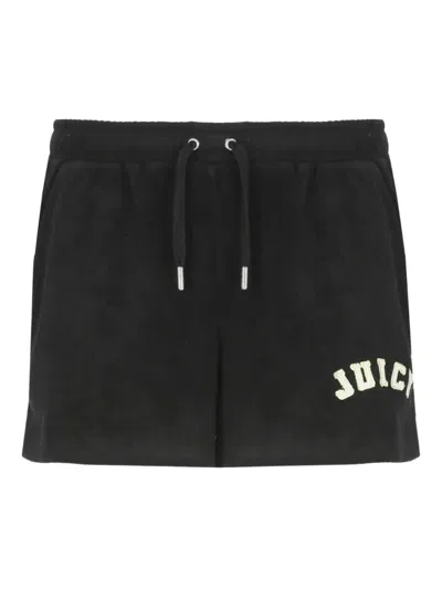 Juicy Couture Logo-embroidered Elastic-waist Shorts In Black