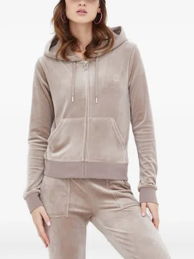 Juicy Couture Logo-embroidered Hoodie In Neutral