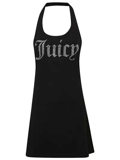 Juicy Couture Logo Halter Mini Dress In Black