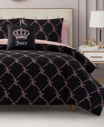 Juicy Couture Logo Link Comforter Set In Light Pink,black