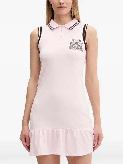 Juicy Couture Logo-embroidered Ruffled Mini Dress In Pink