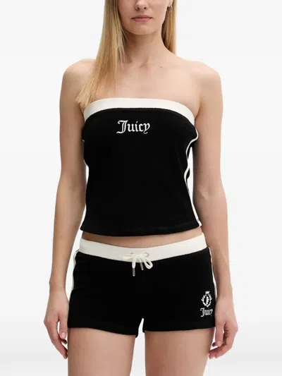 Juicy Couture Logo-embroidered Strapless Blouse In Multi