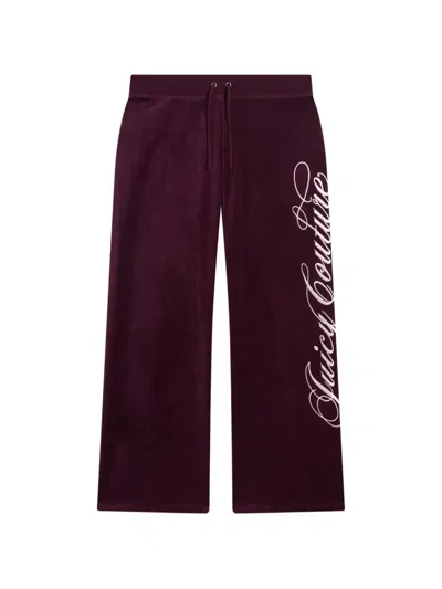 Juicy Couture Logo-embroidered Velour Track Pants In Brown