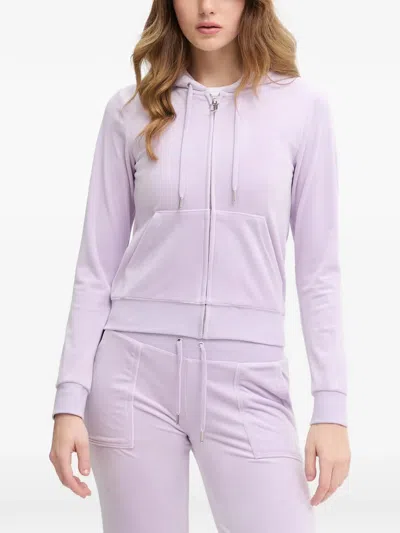 Juicy Couture Logo-embroidered Zip-up Hoodie In Purple