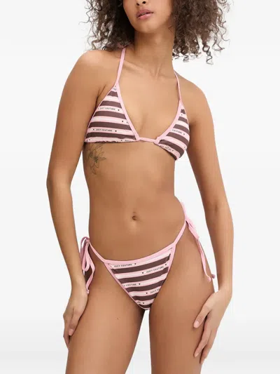Juicy Couture Logo-print Striped Bikini In Multi