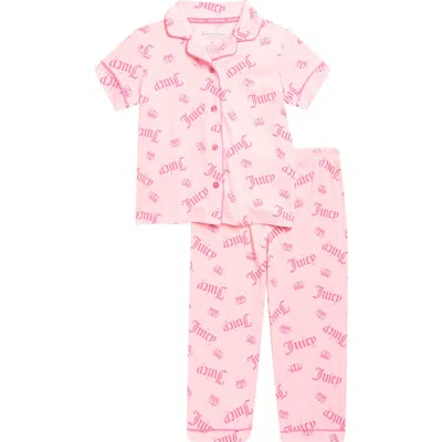 Juicy Couture Lola Logo Crown Two-piece Pajamas In Jc Lola Pink