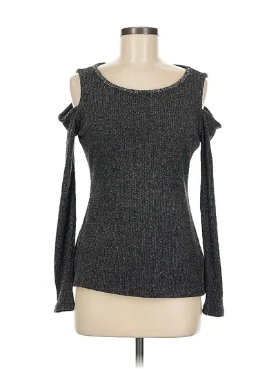 Pre-owned Juicy Couture Long Sleeve Top Gray Cold Shoulder Neckline Tops
