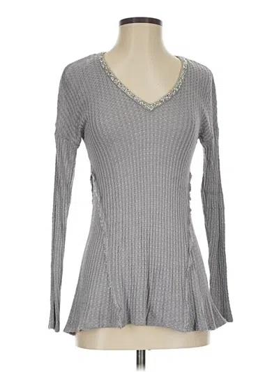 Pre-owned Juicy Couture Long Sleeve Top Gray V Neck Tops
