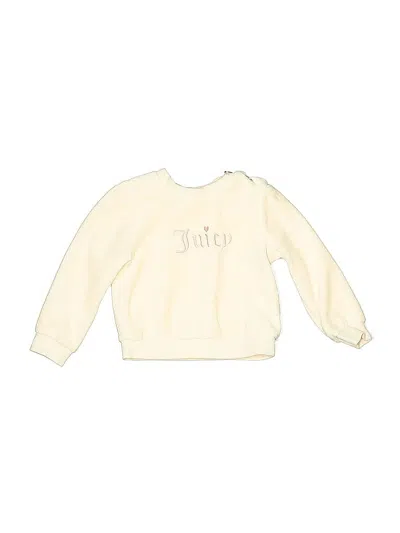 Pre-owned Juicy Couture Kids' Long Sleeve Top Ivory Crew Neck Tops In White