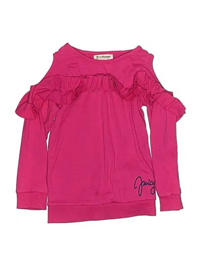 Pre-owned Juicy Couture Kids' Long Sleeve Top Pink Ruffles Neckline Tops
