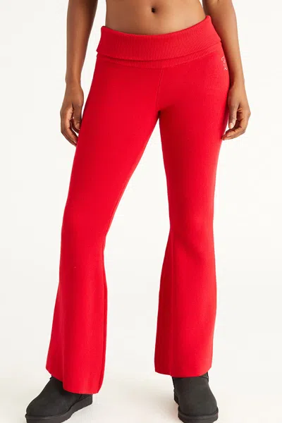 Juicy Couture Low Rise Knit Flare Pants In Red