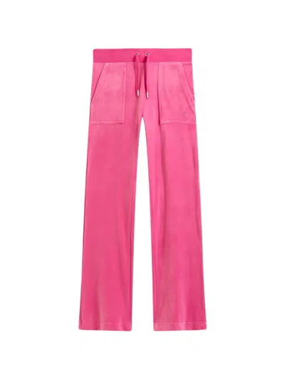 Juicy Couture Low-rise Velour Track Pants In Pink