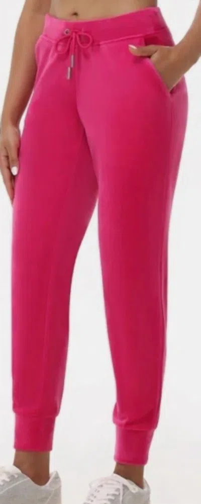 Juicy Couture Luxe Velour Glossy Joggers In Hot Pink