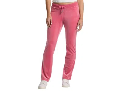 Juicy Couture Luxe Velour Rib Waist Velour Pants With Mixed Ston In Pink