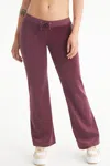 Juicy Couture Malibu Small Bling Cotton Velour Track Pants In Burgundy