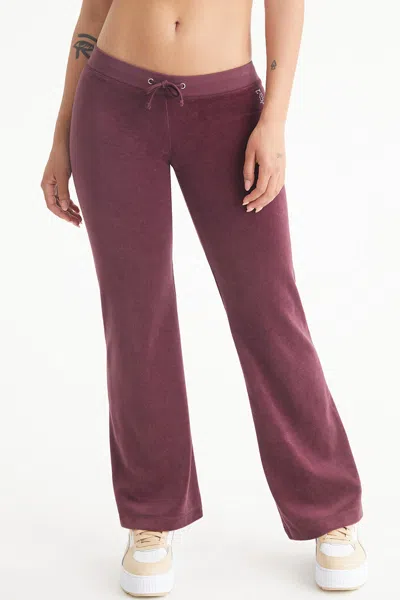 Juicy Couture Malibu Small Bling Cotton Velour Track Pants In Burgundy