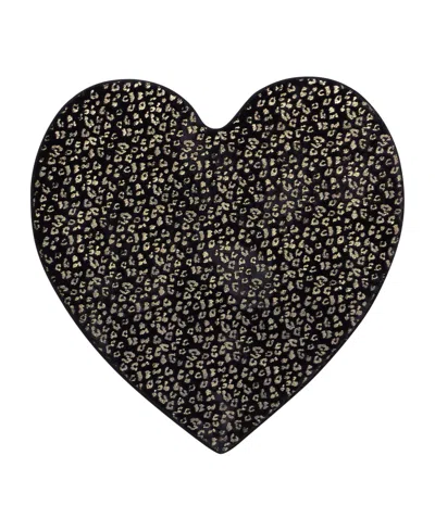 Juicy Couture Metallic Leopard Foil Print Shaped Heart Rug, 36" X 36" In Black
