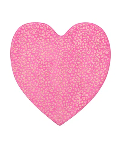 Juicy Couture Metallic Leopard Foil Print Shaped Heart Rug, 36" X 36" In Pink