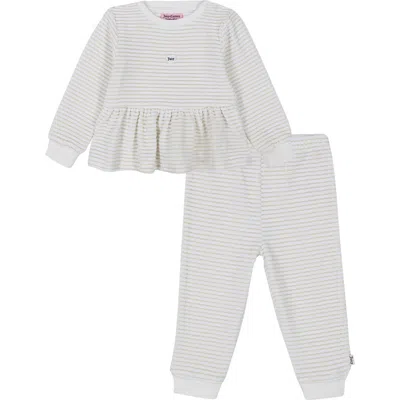 Juicy Couture Babies'  Metallic Stripe Velour Top & Pants Set In Cream