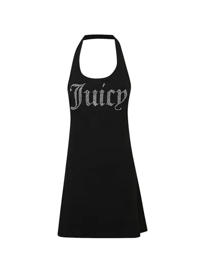 Juicy Couture Mini Halter Logo Detail Dress In Black