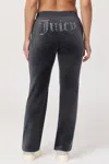 Juicy Couture Mixed Crystals Velour Track Pants In Black