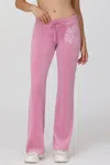 Juicy Couture Monogram Heritage Cotton Velour Track Pants In Pink