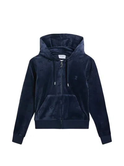Juicy Couture Strukturierter Hoodie Mit Monogramm In Blue