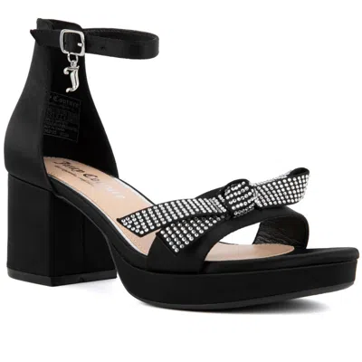 Juicy Couture Nelly 2 Womens Embellished Satin Block Heel In Black Satin