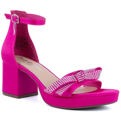 Juicy Couture Nelly 2 Womens Embellished Satin Block Heel In Bright Pink Satin
