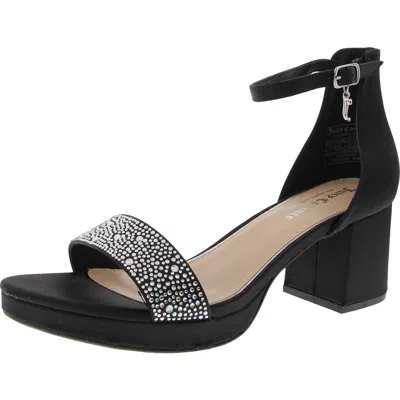 Juicy Couture Nelly Womens Ankle Strap Open Toe Block Heel In Black Satin