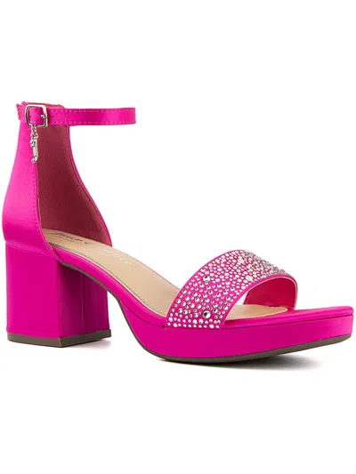 Juicy Couture Nelly Womens Ankle Strap Open Toe Block Heel In Pink