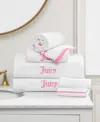 Juicy Couture Neon Border 6-piece Towel Set In White,hot Pink