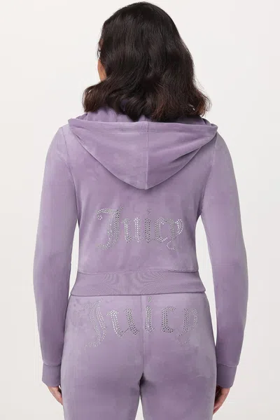 Juicy Couture Og Big Bling Velour Hoodie In Purple