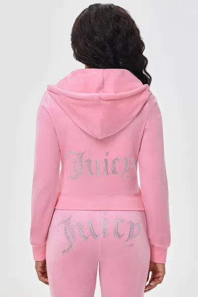 Juicy Couture Og Big Bling Velour Hoodie In Pink