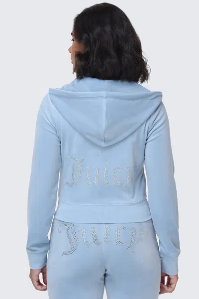Juicy Couture Og Big Bling Velour Hoodie In Blue