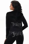 Juicy Couture Og Big Bling Velour Hoodie In Black