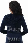 Juicy Couture Og Big Bling Velour Hoodie In Blue