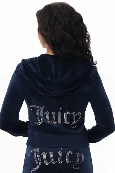 Juicy Couture Og Big Bling Velour Hoodie In Blue