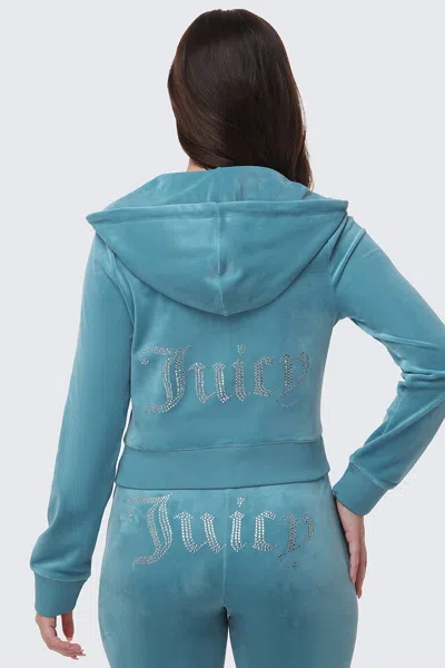 Juicy Couture Og Big Bling Velour Hoodie In Blue