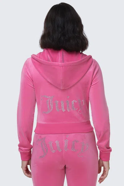 Juicy Couture Og Big Bling Velour Hoodie In Pink