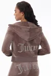 Juicy Couture Og Big Bling Velour Hoodie In Brown