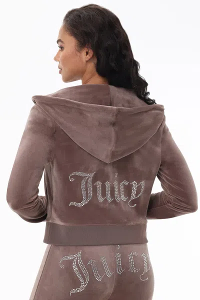 Juicy Couture Og Big Bling Velour Hoodie In Brown