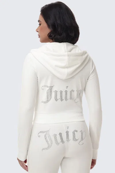 Juicy Couture Og Big Bling Velour Hoodie In White