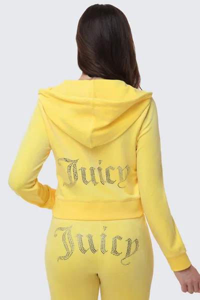 Juicy Couture Og Big Bling Velour Hoodie In Yellow