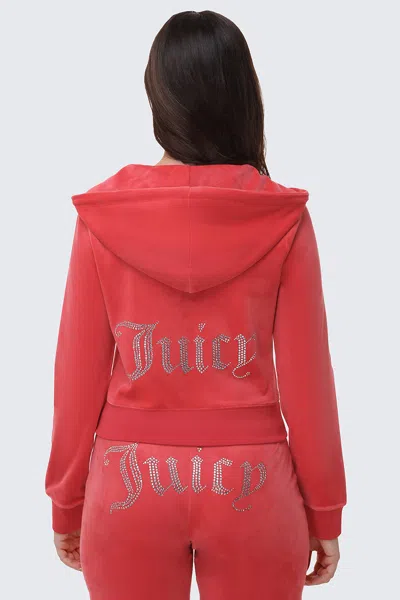 Juicy Couture Og Big Bling Velour Hoodie In Red