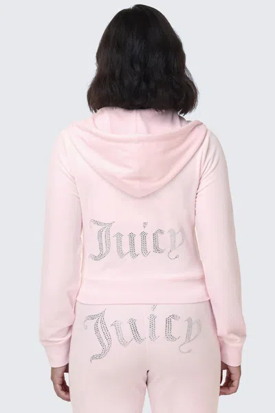 Juicy Couture Og Big Bling Velour Hoodie In Pink