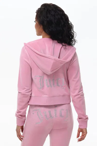 Juicy Couture Og Big Bling Velour Hoodie In Pink